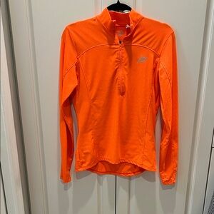 Bright Orange Long Sleeve Athletic Top bike riding top with back pockets med